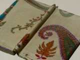 PAISLEY FLORAL Exquisite Kalamkari Kani Stole with Hand embroidery - Beige