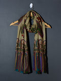 PAISLEY FLORAL Exquisite Kalamkari Kani Stole with Hand embroidery - Beige