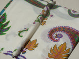 PAISLEY FLORAL Exquisite Kalamkari Kani Stole with Hand embroidery - Pearl White