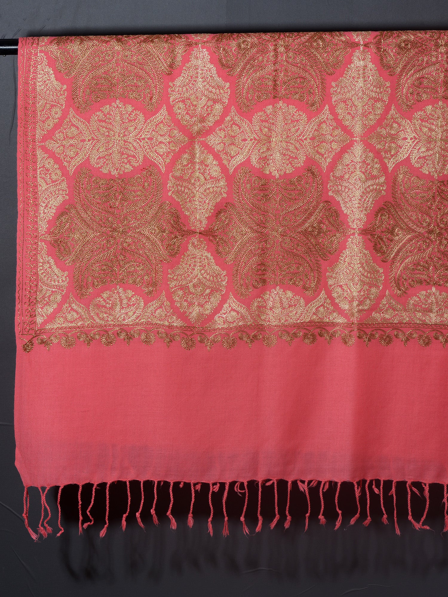 REYHANA Elegant Peachy Pink Embroidered Shawl - Unisex