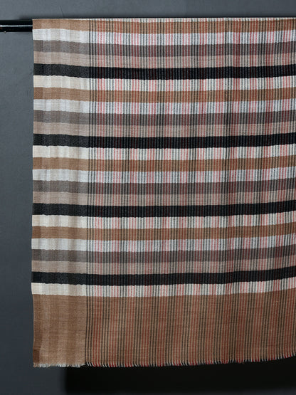Multi Checks Kashmiri Patterned Pashmina Stole - Multi Browns