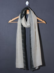 Jacquard with Border Pashmina Stole - White -Black