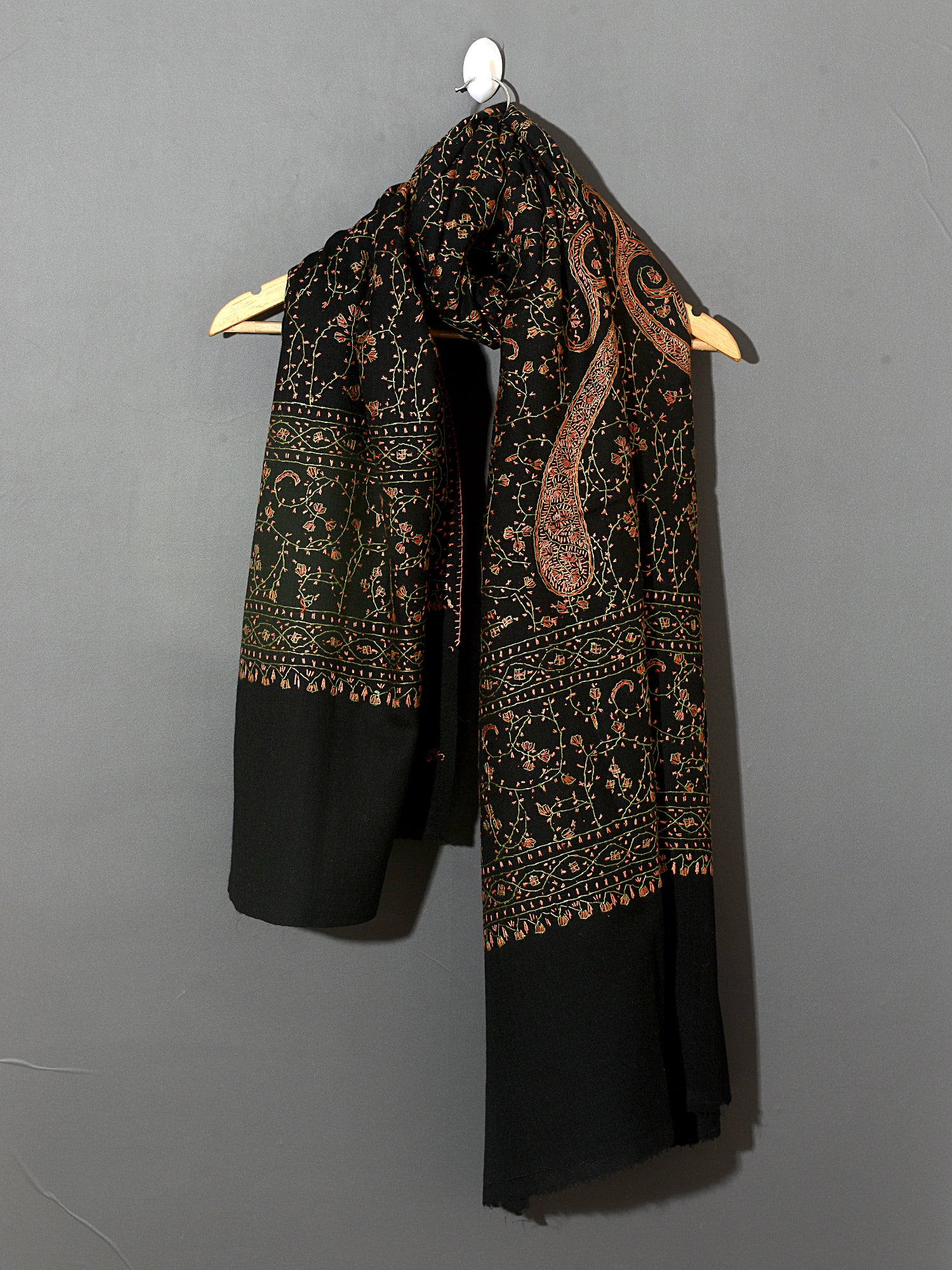 NEW KASHIFA : Black Intricate Embroidered Shawl for UNISEX (M/F)