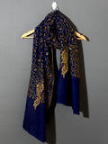 NEW JANAN : Royal Blue Timeless  Embroidered Shawl for UNISEX (M/F)