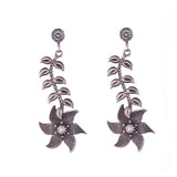 Leafy Florals Silver Earrings