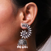 Silver Peacock Jhumkis With A Twist