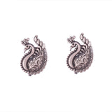 Artistic Peacock Silver Stud Earrings