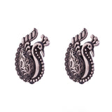 Artistic Peacock Silver Stud Earrings