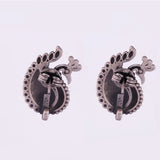 Artistic Peacock Silver Stud Earrings