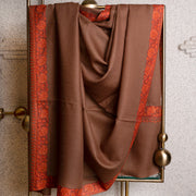 NAAZ Ethereal Sandcastle Brown Embroidered Shawl - Unisex