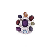 Nine Gems Silver Healing Ring