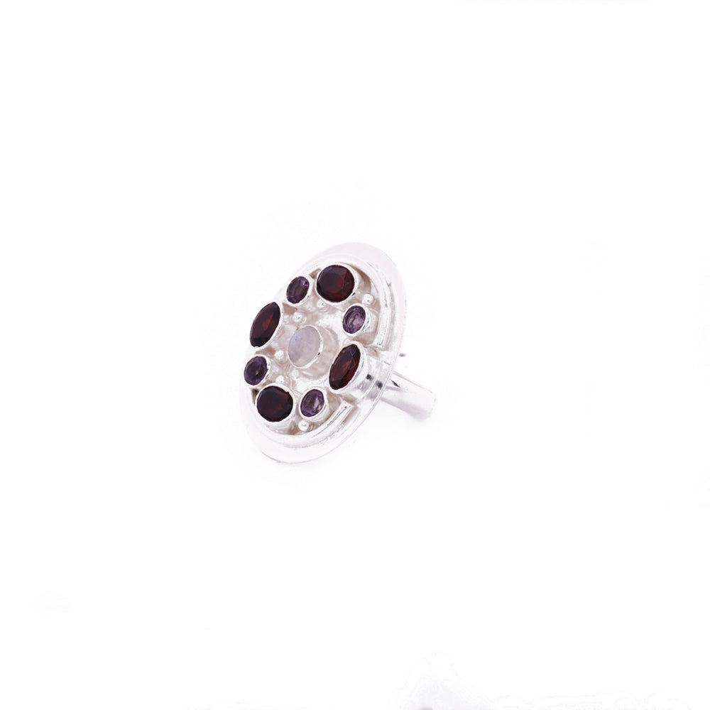 Silver Healing Ring with Three Gemstones