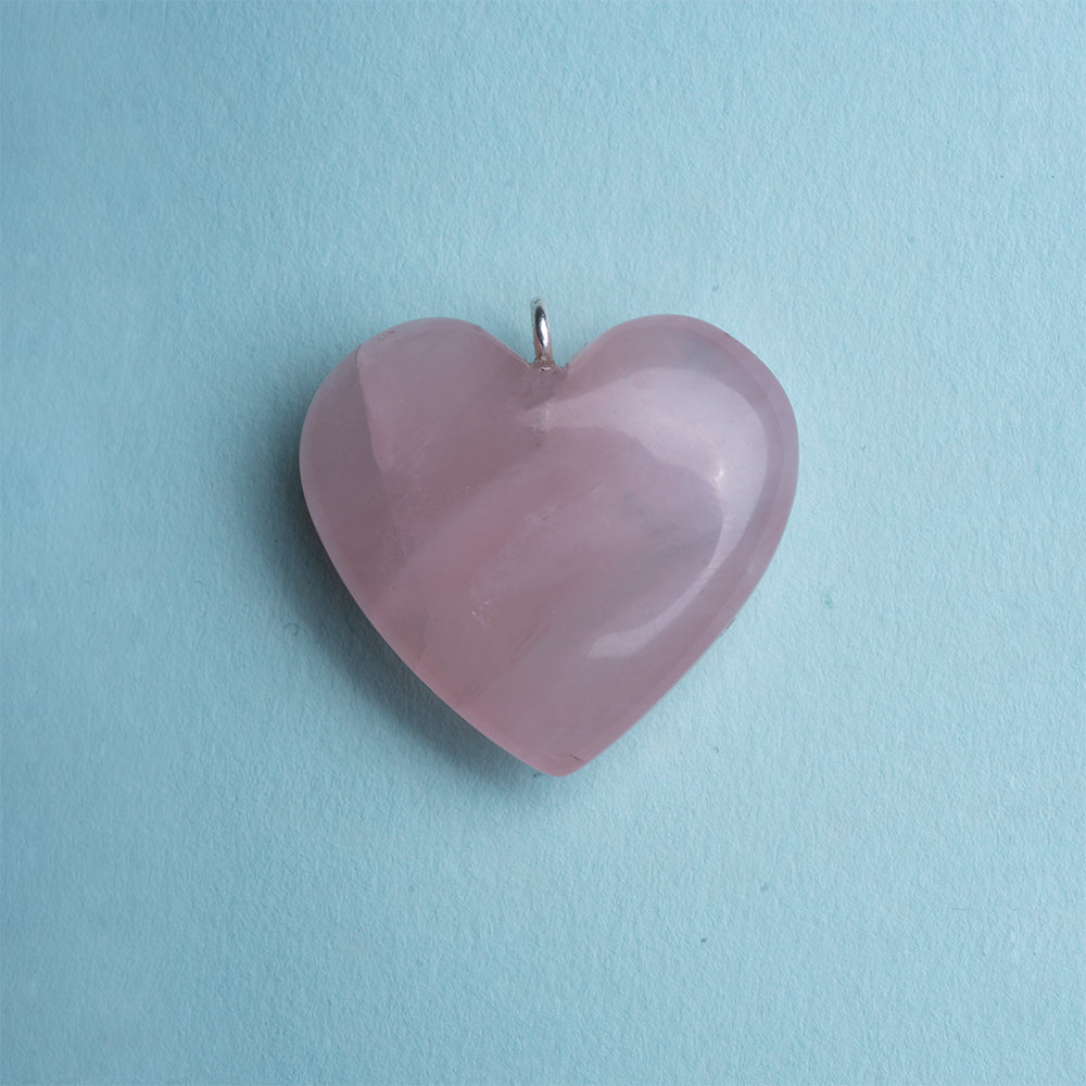 OMVAI : "HEART" Healing Pendant : Natural Rose Quartz (Pink)