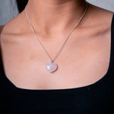 OMVAI : "HEART"  Healing Pendant : Natural Rose Quartz (White)